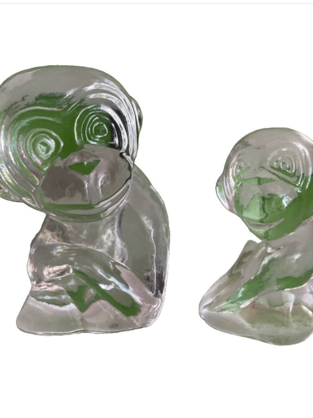 Cristallerie Zwiesel - Germany - 2 monkey Figures Paper Weight set clear Glass